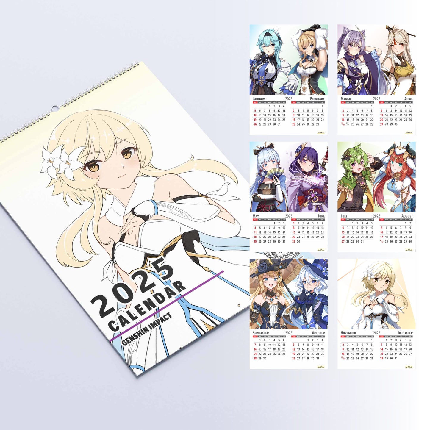 Genshin Impact Waifu - Wall Calendar 2025