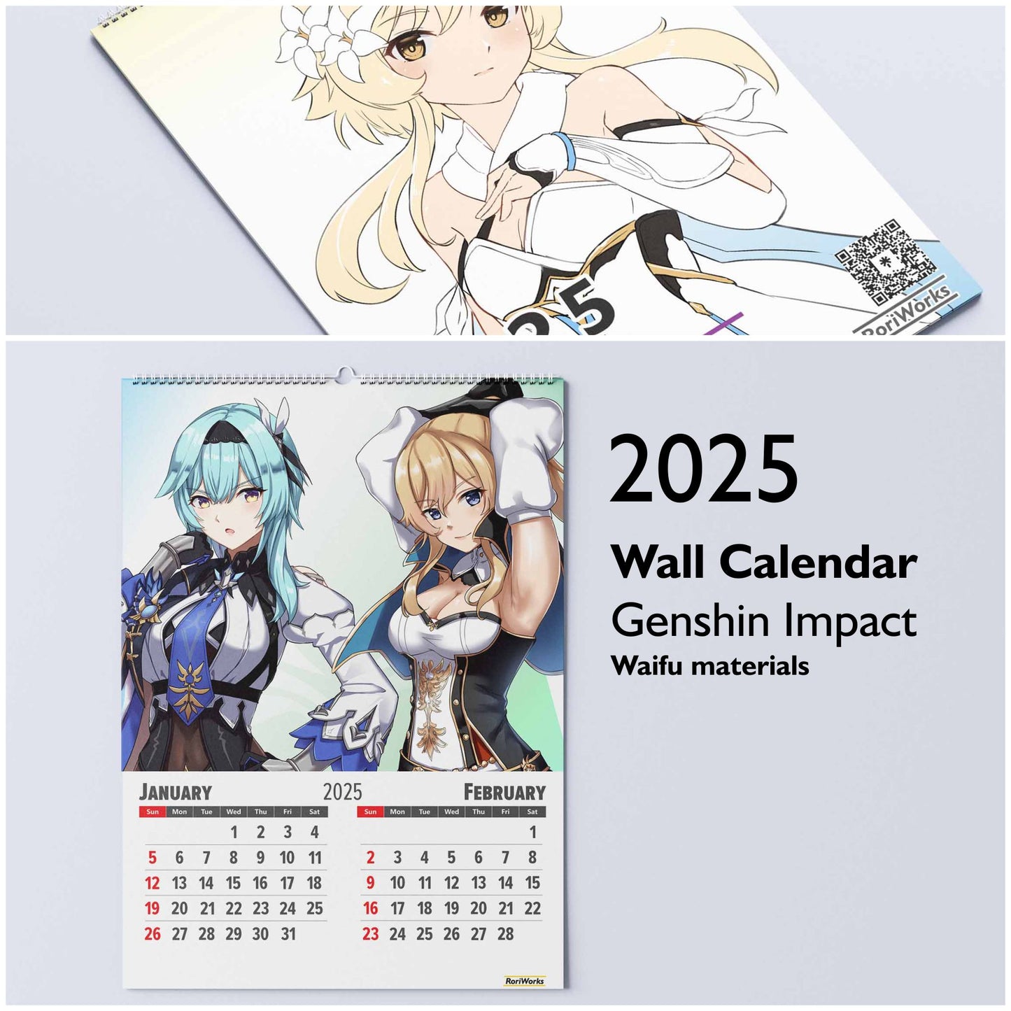 Genshin Impact Waifu - Wall Calendar 2025